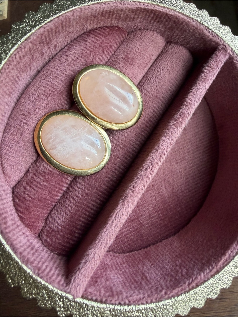 Vintage Rose Quartz Studs (Pierced)